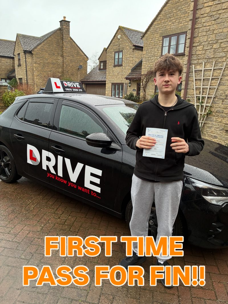 Fin passing his driving test first time with MB Driving in Cheltenham