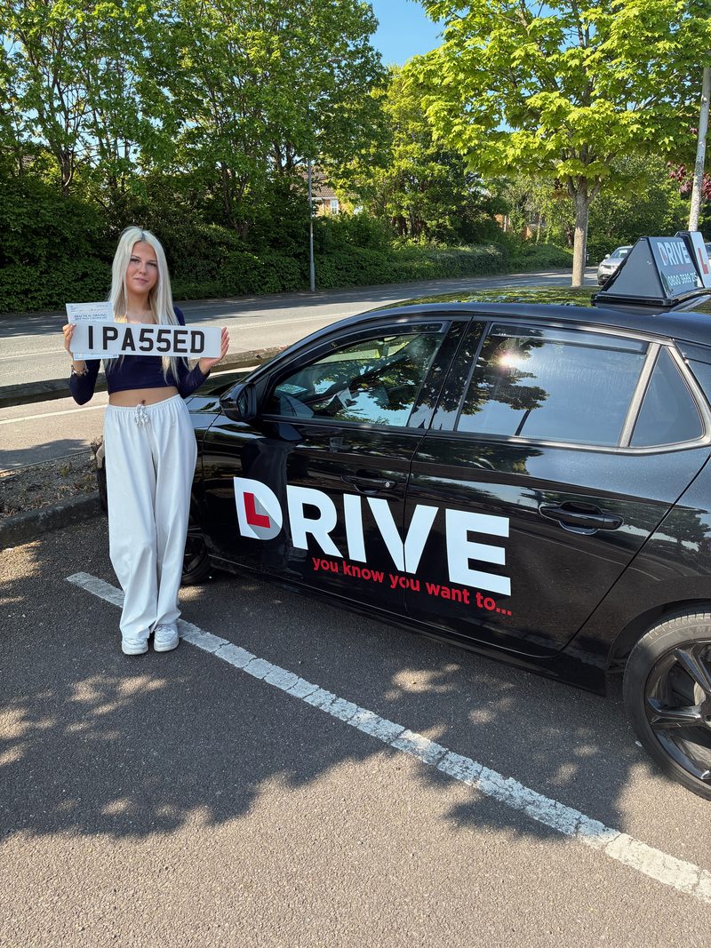 Kasey passing her driving test with MB Driving in Cheltenham